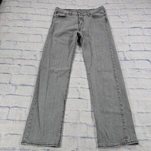 Levis 501 Original Fit Jeans Mens 33x32 Grey Button Fly Straight Leg Denim